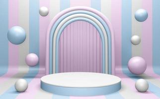 Pink and Cyan abstract on podium geometric. 3D rendering photo