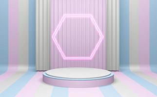 Pink and Cyan abstract on podium geometric. 3D rendering photo