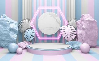 Pink and Cyan abstract on podium geometric. 3D rendering photo