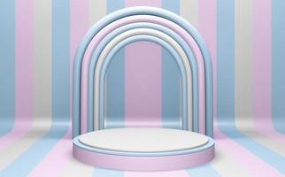 Pink and Cyan abstract on podium geometric. 3D rendering photo