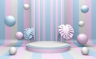Pink and Cyan abstract on podium geometric. 3D rendering photo