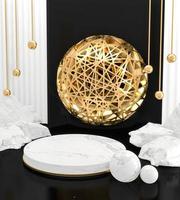 Rock stones on podium geometric for Product presentation. 3D rendering photo