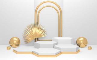 podio blanco sobre fondo abstracto estilo minimalista. Representación 3d
