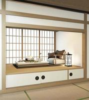 Elegant Interior De La Habitacion Nihon With Papel De La Puerta Y Estante Del Gabinete. Representación 3d foto