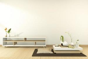 Tv cabinet in tropical mint room Japanese - zen style,minimal designs. 3D rendering photo