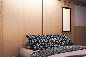 Luxury modern Japanese style bedroom mock up, Designing the most beautiful. 3D rendering photo