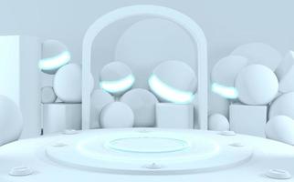 futuristic concept white abstract podium showcase. 3D rendering photo