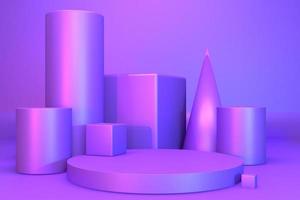 gradients purple and blue abstract podium showcase. 3D rendering photo