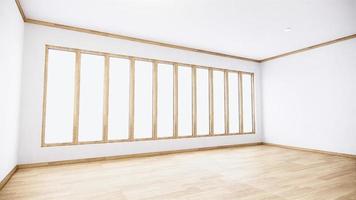 Empty room white on wooden floor interior design.3D rendering photo