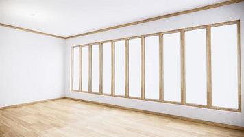 Empty room white on wooden floor interior design.3D rendering photo