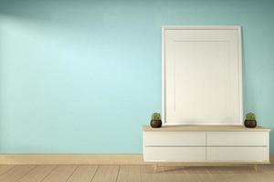Tv shelf in mint room modern tropical style - empty room interior - minimal design. 3d rendering photo