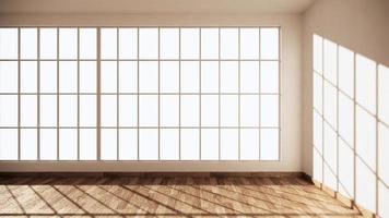 Empty room white on wooden floor interior design. 3D rendering photo