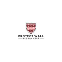 un logo que tiene el significado de proteger bien la pared con una pared combinada con un escudo vector