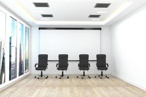 Oficina de negocios: hermosa sala de juntas, sala de reuniones y mesa de conferencias, estilo moderno. Representación 3d foto