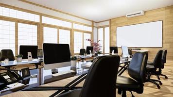 Office business - beautiful japanroom meeting room and conference table, modern style. 3D rendering photo