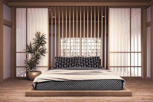 Interior Luxury modern Japanese style bedroom mock up, Designing 