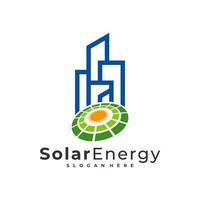 Plantilla de vector de logotipo de ciudad solar, conceptos de diseño de logotipo de energía de panel solar creativo