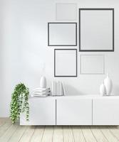 idea of mock up poster frame and cabinet zen style on room modern japanese style.3D rendering photo