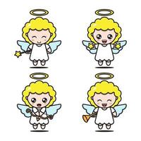 cute angel set expressions collection vector