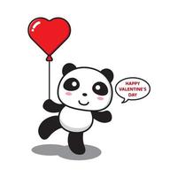 panda holding love balloon and saying happy valentine day vector