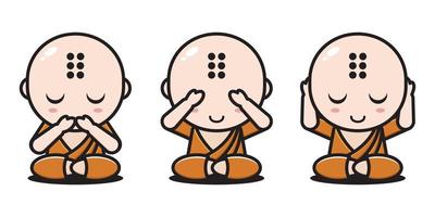expressions monk of no speak, no see, no hear vector