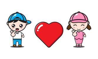 cute couple wear a hat with love in valentine day vector