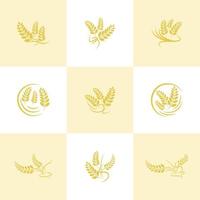 agriculture wheat logo template design with isolated background vector