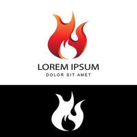 vector de diseño de plantilla de logotipo de llama de fuego en fondo blanco aislado