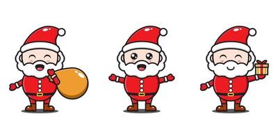 set style expressions of Santa Claus collection vector