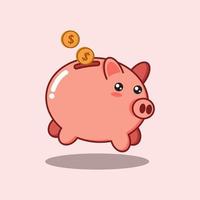 piggy bank cartoon icon illustrator vector