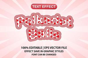 polkadot balls efecto de texto editable 3d vector