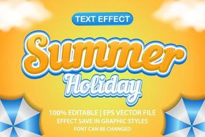 vacaciones de verano efecto de texto editable 3d vector