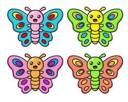 cute butterfly set full color vector