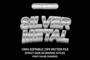 silver metal 3d editable text effect vector