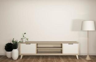 Mueble en habitación vacía moderna japonesa - estilo zen, diseños minimalistas. Representación 3d foto
