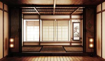 Mock up Big room very Luxury zen style, Designed specifically in Japanese style, empty room. 3D rendering photo