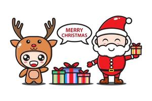 Santa Claus and Deer with gifts illustration vector