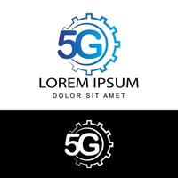 5G logo network speed circuit technology illustration in isolated white background, broadband telecommunication wireless internet concept vector