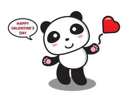 panda lanzar amor dijo feliz día de san valentín vector