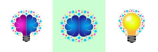 Vector de diseño de plantilla de logotipo moderno de idea de cerebro colorido en fondo blanco aislado, símbolo de creatividad, conocimiento, mente y pensamiento