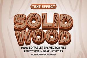 efecto de texto editable 3d de madera maciza vector