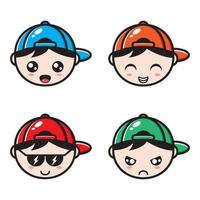 collection boys emote with different expressions vector