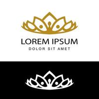 Vector de diseño de plantilla de ilustración de logotipo de tiara de oro elegante vintage en fondo blanco aislado
