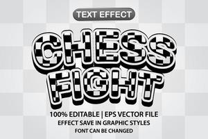 efecto de texto editable 3d de lucha de ajedrez vector