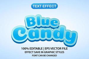efecto de texto editable 3d de caramelo azul vector