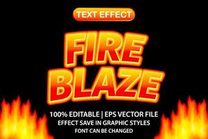 fire blaze 3d editable text effect vector