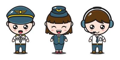 pilot, flight attendant,operator plane collection vector