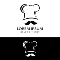 Gorro de chef con vector de diseño de plantilla de logotipo de bigote en fondo aislado