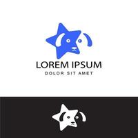 dog logo template design vector with star