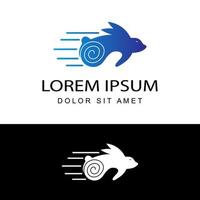 fast run rabbit logo illustration template design vector in isolated background can use for delivery agency